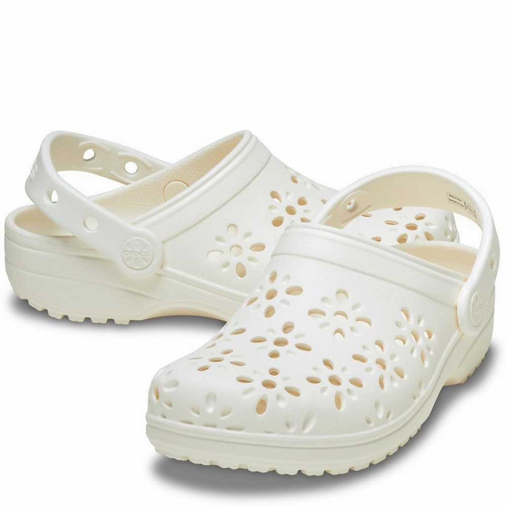 Crocs Kids Classic Floral Cut Out Clog Girls Sneakers Girls Running Shoes