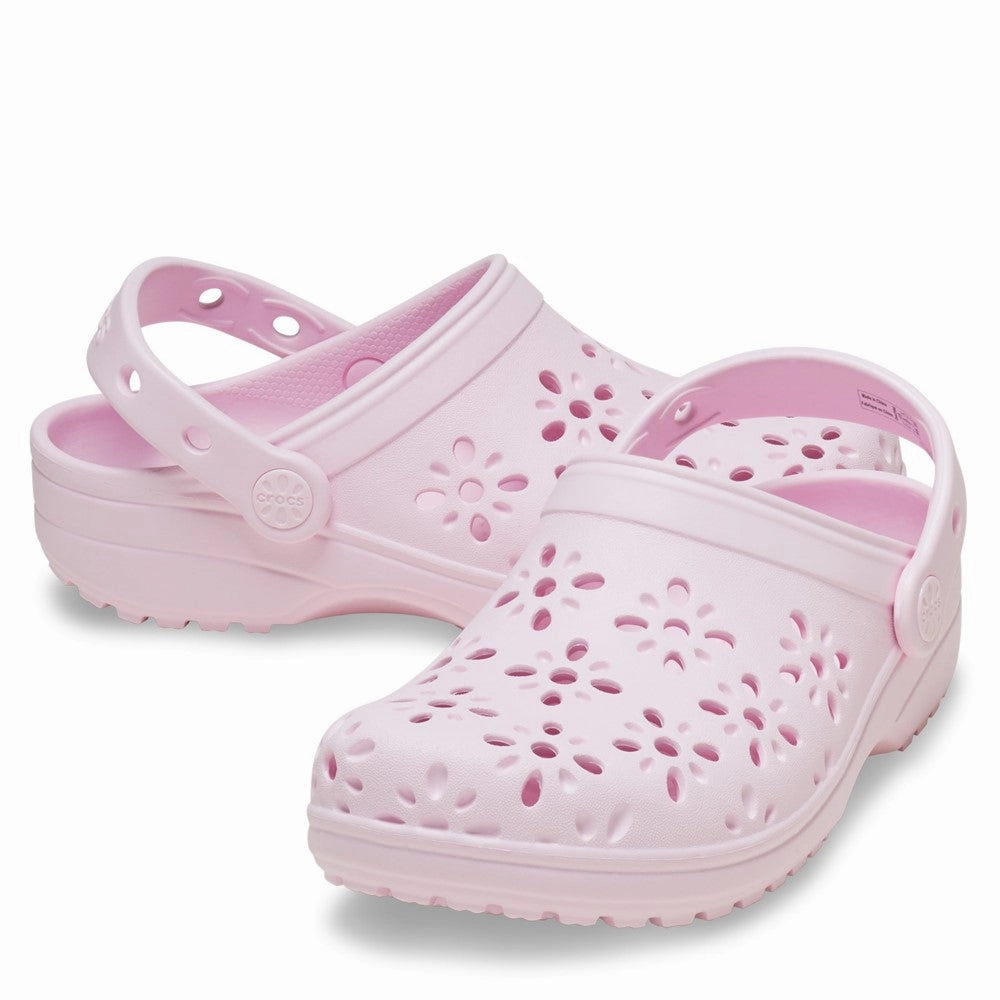 Crocs Kids Classic Floral Cut Out Clog Girls Sneakers Girls Running Shoes