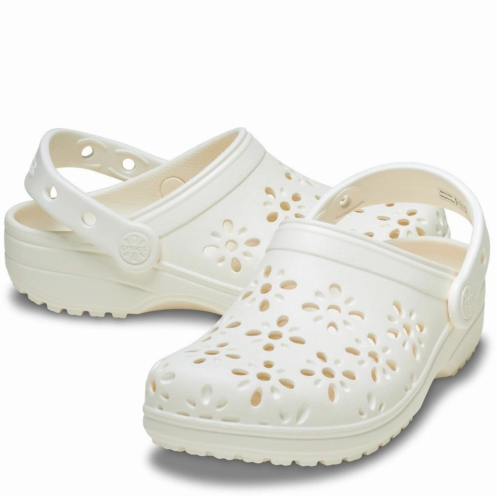Crocs Kids Classic Floral Cut Out Clog Girls Sneakers Girls Running Shoes