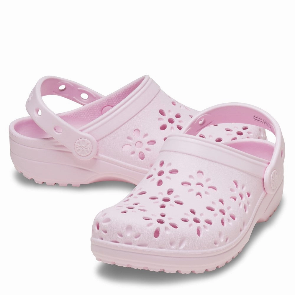 Crocs Toddler Classic Floral Cut Out Clog Girls Sneakers Girls Running Shoes
