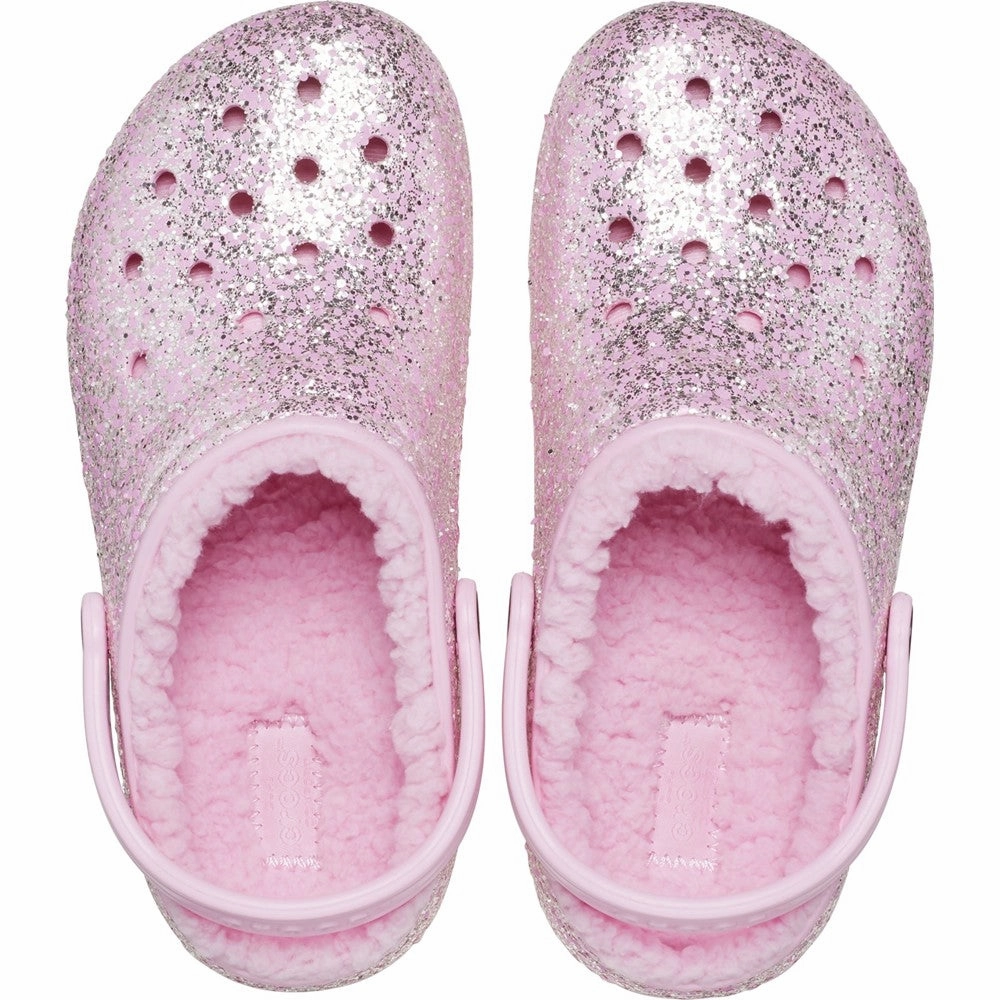 Crocs Toddler Classic Glitter Lined Clog Girls Sneakers Girls Running Shoes