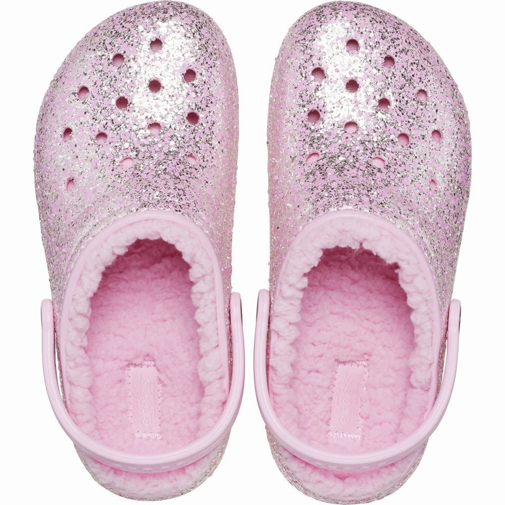 Crocs Toddler Classic Glitter Lined Clog Girls Sneakers Girls Running Shoes