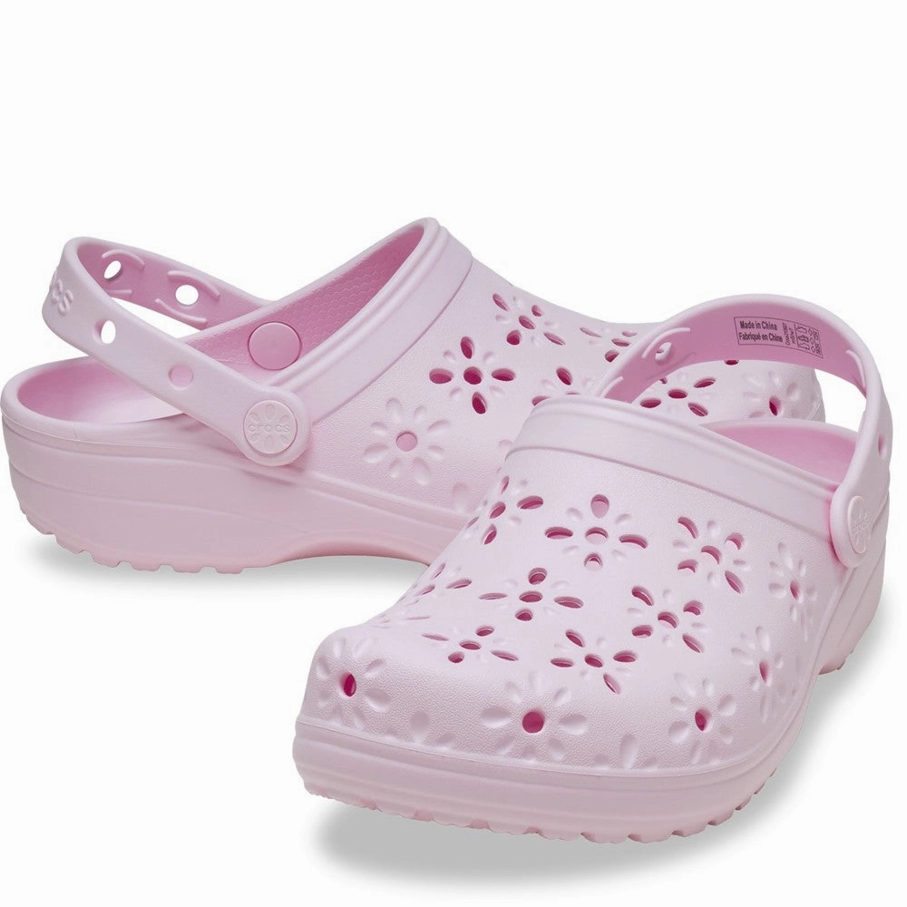 Crocs Unisex Classic Floral Cut Out Clog Women's Sneakers Casual Walking Shoes