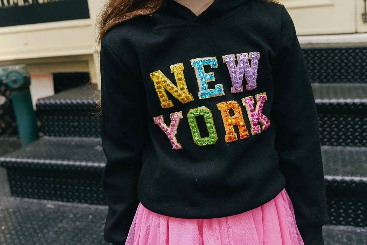 Crystal New York Hoodie Girls Chunky Knit Sweater