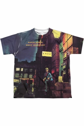 David Bowie Ziggy Star Dust Short Sleeve Youth Poly Crew T-Shirt graphic tees for boys, polo shirts boys