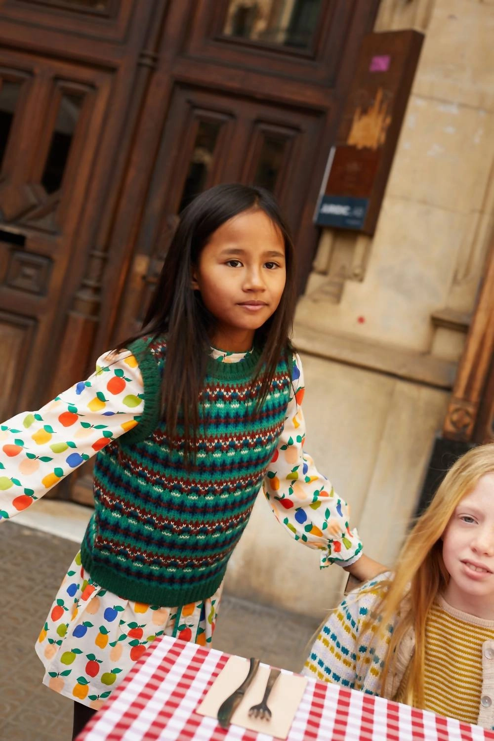 Dbardeur Pablo Fair Isle Sweater Vest In Green Girls Sherpa Coat