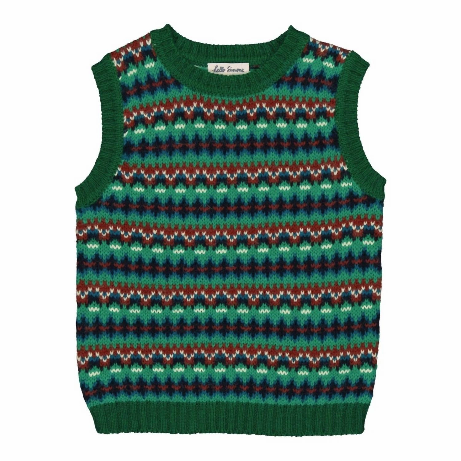 Dbardeur Pablo Fair Isle Sweater Vest In Green Girls Sherpa Coat