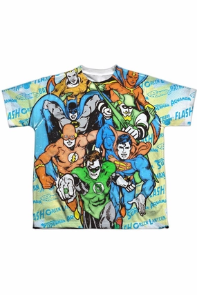 DC Comics Follow The Leader Short Sleeve Youth Poly Crew Tee / T-Shirt graphic tees for boys, polo shirts boys