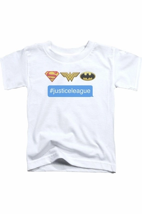 DC Comics Hashtag Justice League of America Short Sleeve Juvenile Tee / T-Shirt graphic tees for boys, polo shirts boys