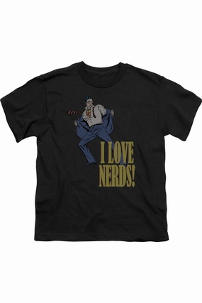 DC Comics I Love Nerds Short Sleeve Youth Tee / T-Shirt graphic tees for boys, polo shirts boys