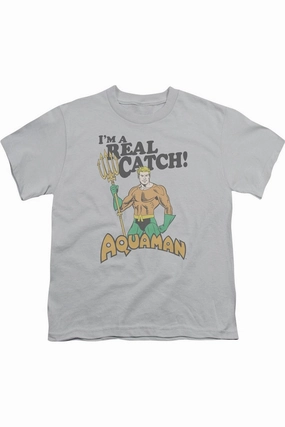 DC Comics Real Catch Short Sleeve Youth Tee / T-Shirt graphic tees for boys, polo shirts boys