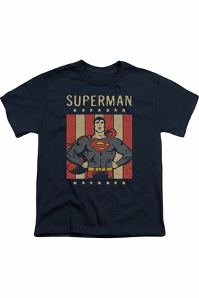 DC Comics Retro Liberty Short Sleeve Youth Tee / T-Shirt graphic tees for boys, polo shirts boys