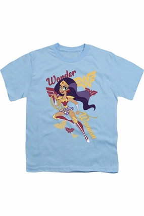 DC Comics Superhero Girls Wonder Woman Short Sleeve Juvenile Tee / T-Shirt graphic tees for boys, polo shirts boys