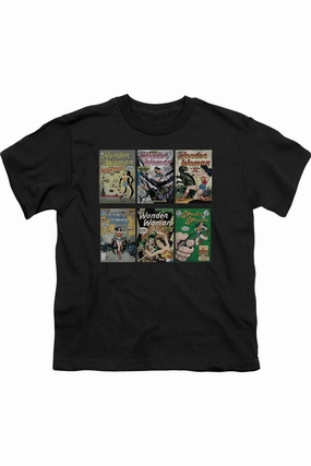 DC Comics Wonder Woman Covers Short Sleeve Youth Tee / T-Shirt graphic tees for boys, polo shirts boys