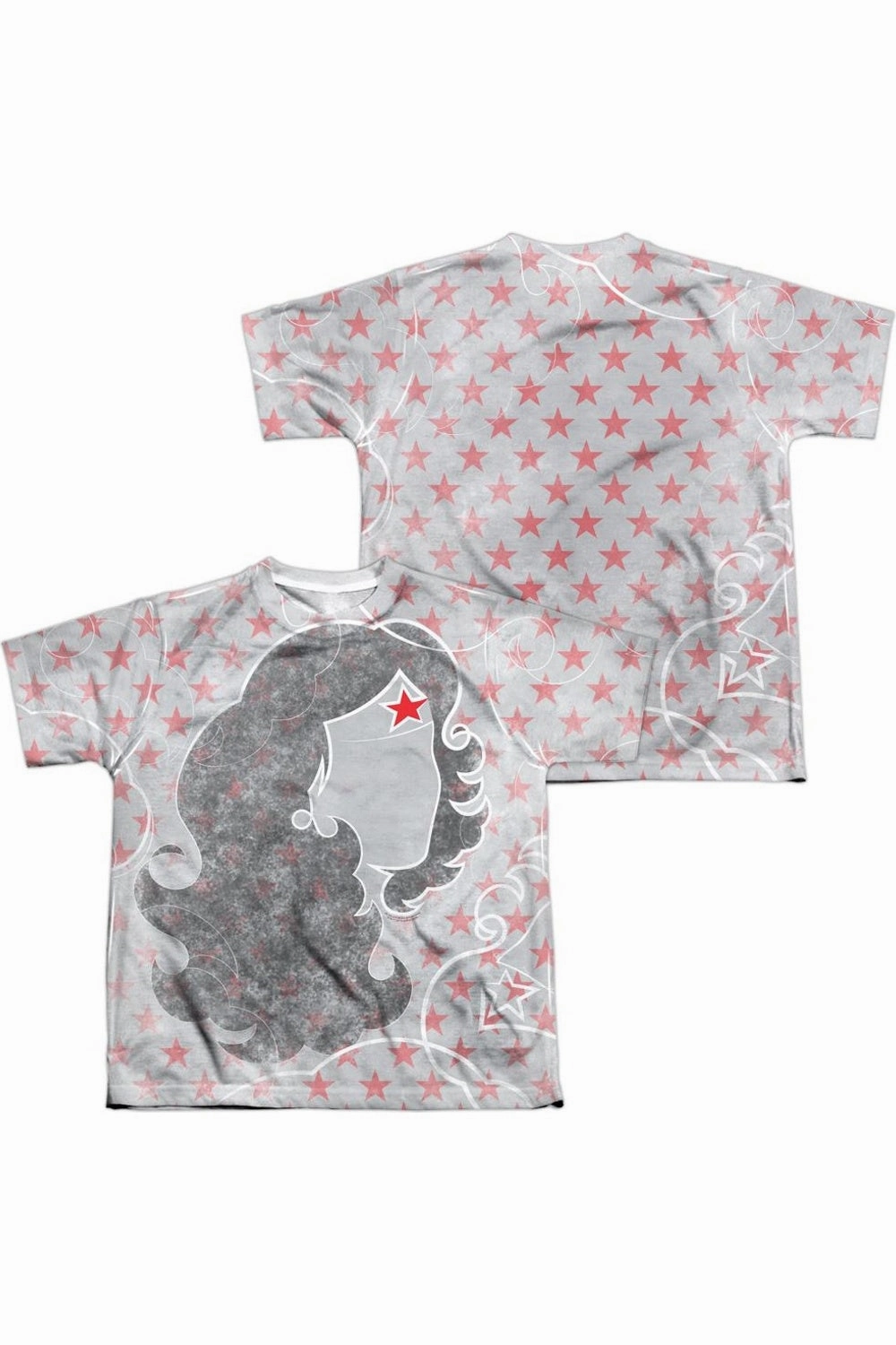 DC Comics Wonder Woman Inline (Front/Back Print) Short Sleeve Youth Poly Crew Tee / T-Shirt graphic tees for boys, polo shirts boys