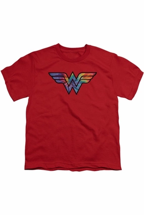 DC Comics Wonder Woman Wonder Woman Tie Dye Logo Short Sleeve Youth Tee / T-Shirt graphic tees for boys, polo shirts boys