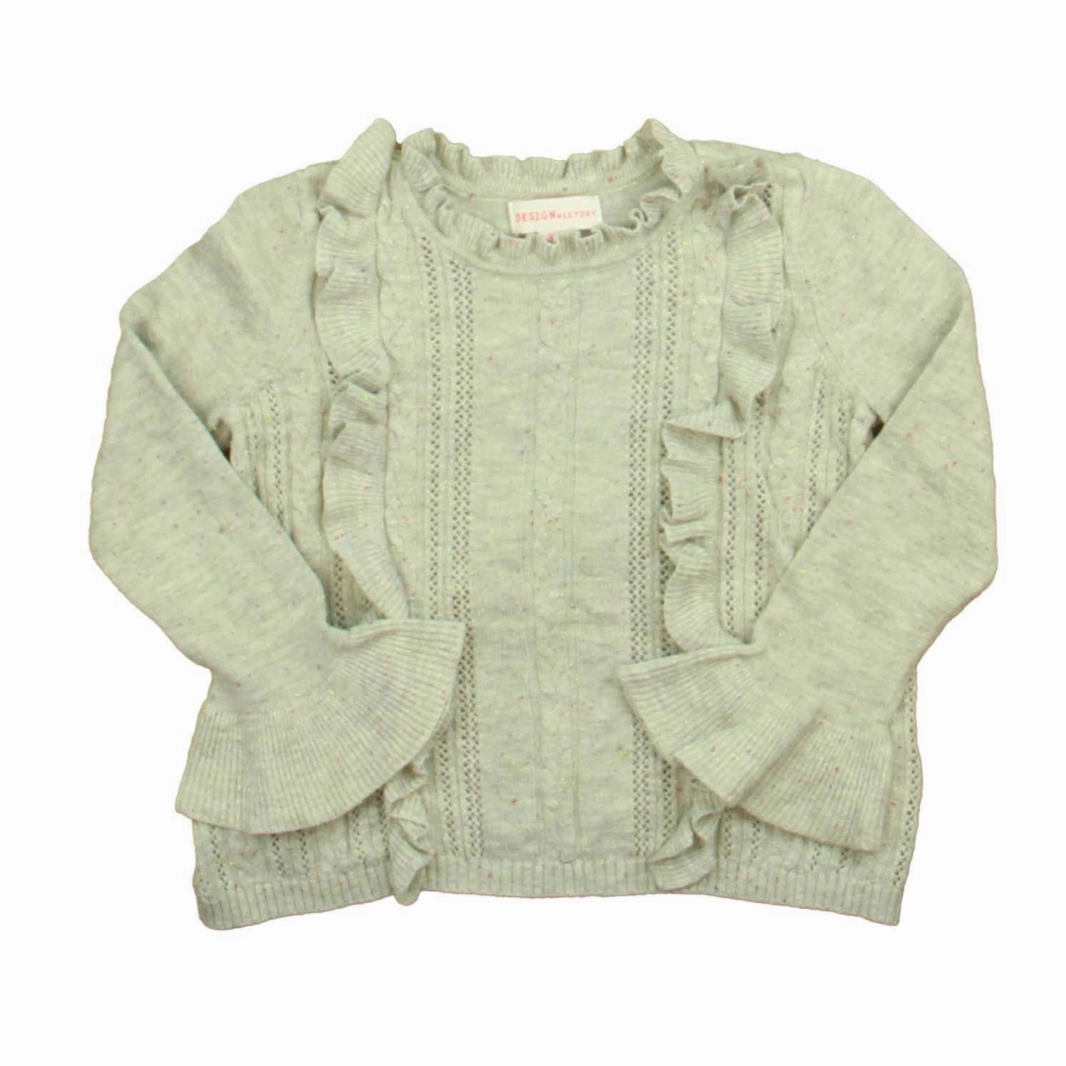 Design History Girls Gray | Pink Flecks Sweater girls knit pullovers, cardigan sweaters girls
