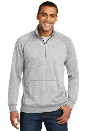 District Mens Fleece 1/4 Zip Sweatshirt w/ Pouch Pocket - Heather Grey  Buy new Clothing District