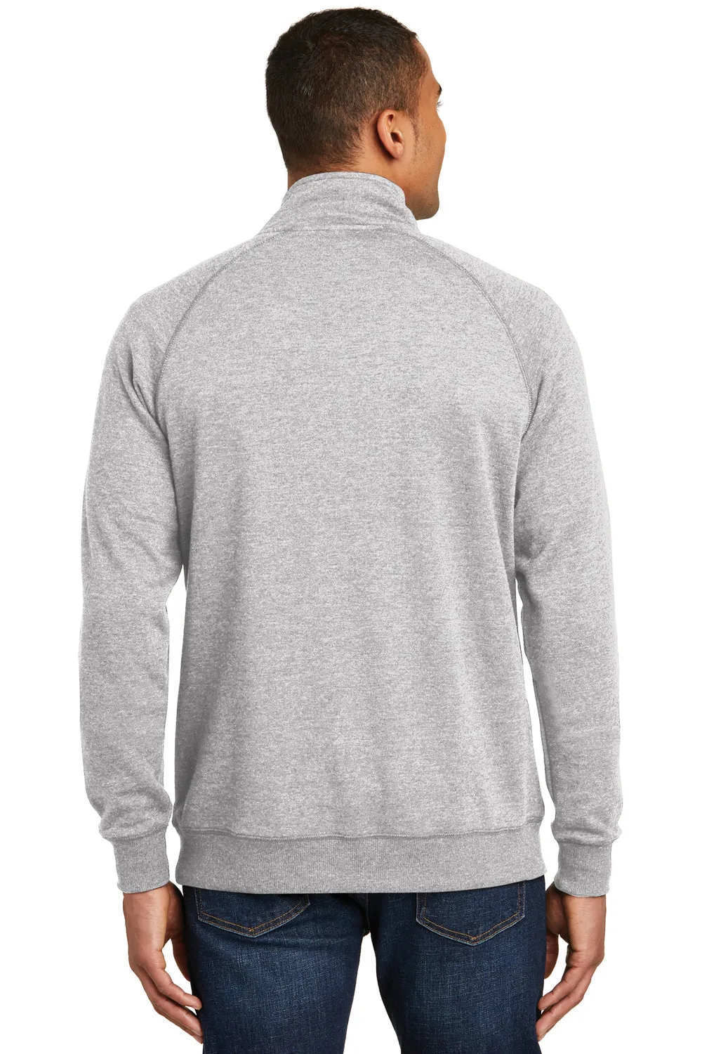 District Mens Fleece 1/4 Zip Sweatshirt w/ Pouch Pocket - Heather Grey  Buy new Clothing District