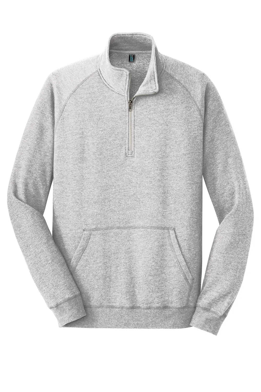 District Mens Fleece 1/4 Zip Sweatshirt w/ Pouch Pocket - Heather Grey  Buy new Clothing District