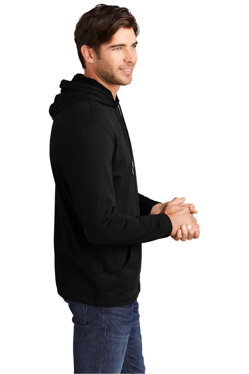 District Mens French Terry Hooded T-Shirt Hoodie - Black  Buy new Clothing District