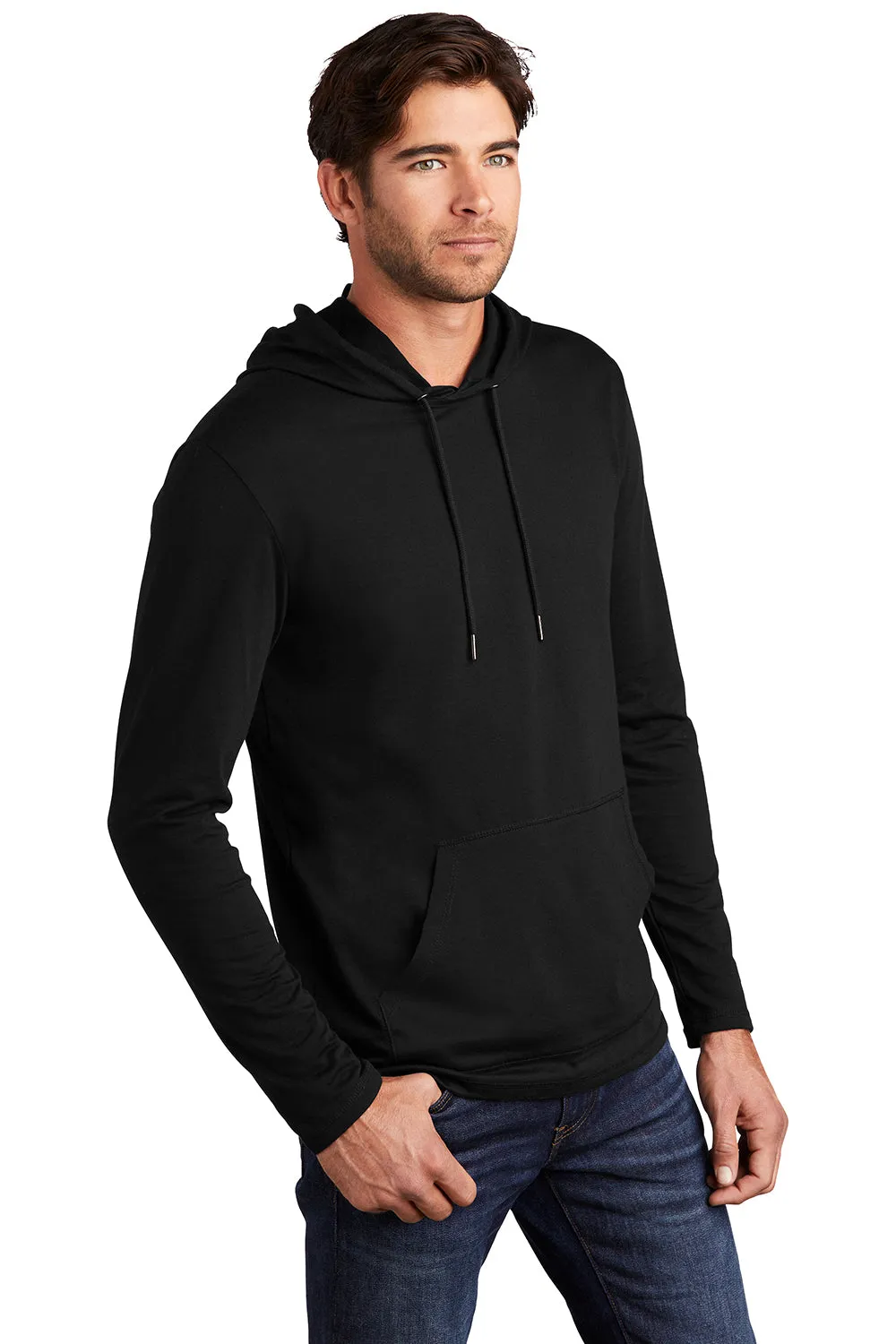 District Mens French Terry Hooded T-Shirt Hoodie - Black  Buy new Clothing District