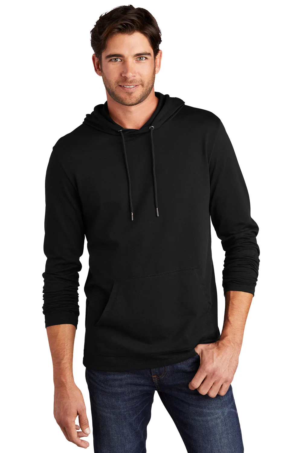 District Mens French Terry Hooded T-Shirt Hoodie - Black  Buy new Clothing District