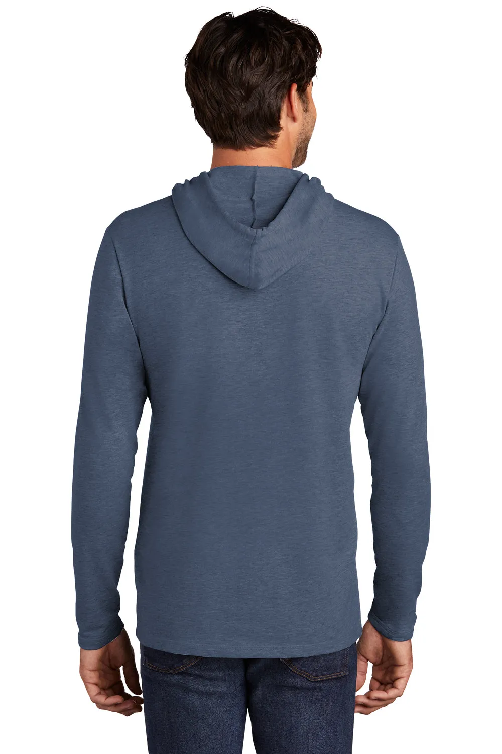 District Mens French Terry Hooded T-Shirt Hoodie - Washed Indigo Blue  Buy new Clothing District