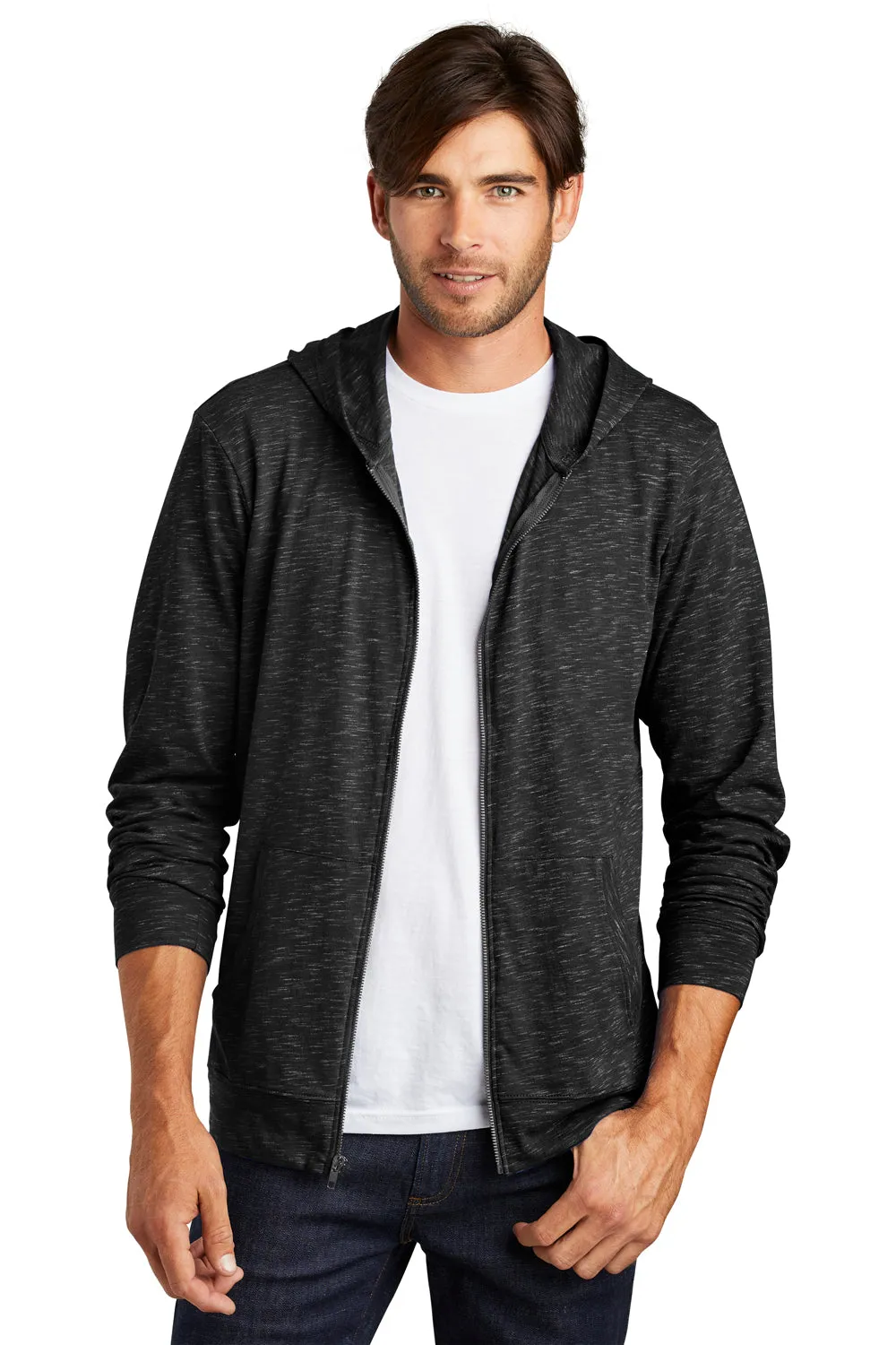 District Mens Medal Full Zip Hooded Sweatshirt Hoodie w/ Pockets - Black  Buy new Clothing District