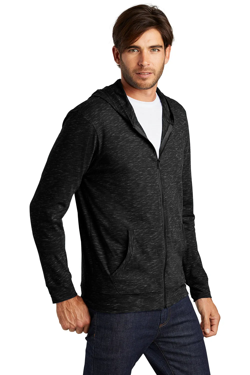 District Mens Medal Full Zip Hooded Sweatshirt Hoodie w/ Pockets - Black  Buy new Clothing District