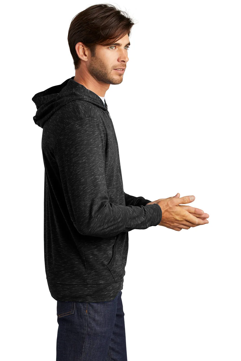 District Mens Medal Full Zip Hooded Sweatshirt Hoodie w/ Pockets - Black  Buy new Clothing District