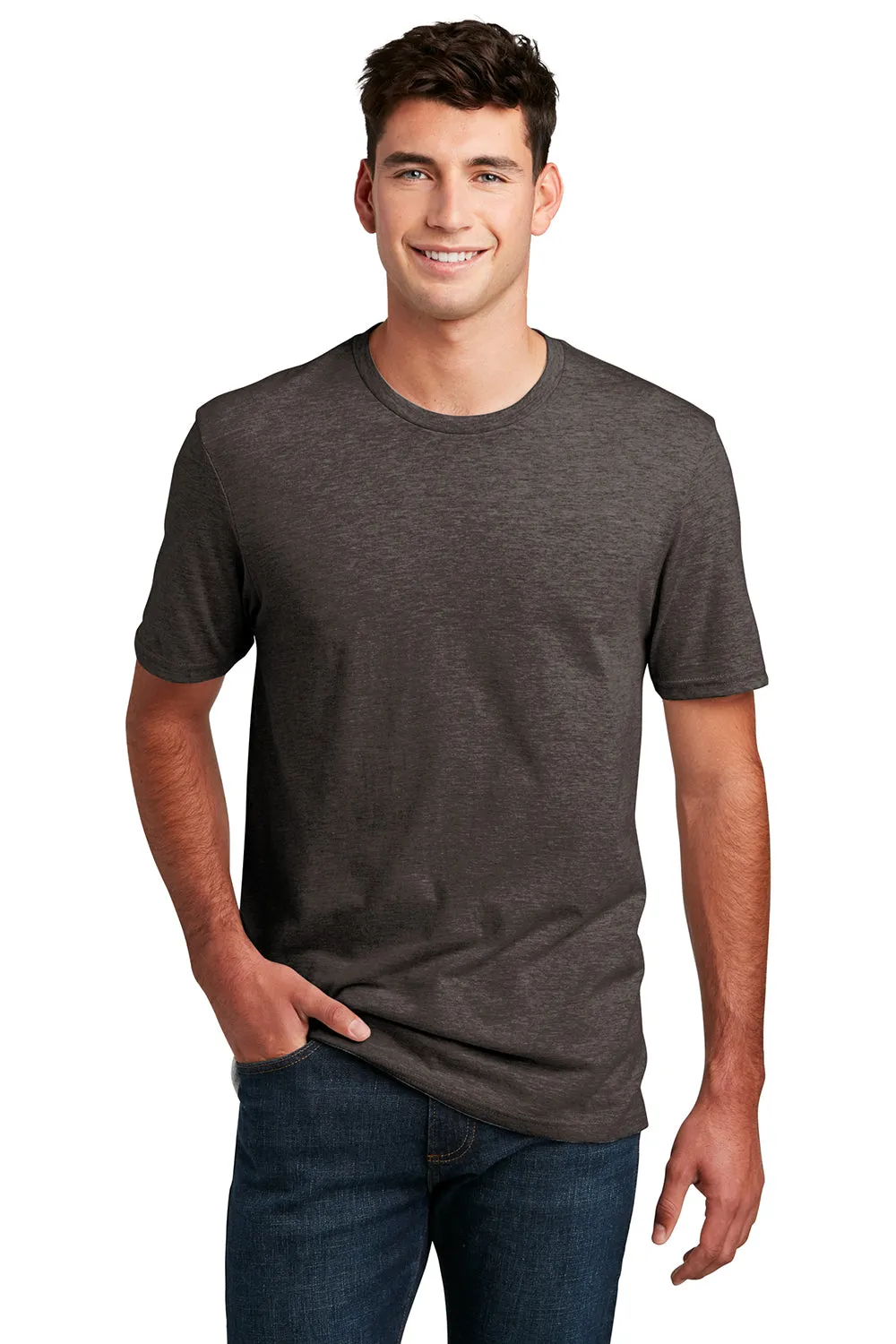 District Mens Perfect Blend Short Sleeve Crewneck T-Shirt - Heather Brown  Buy new Clothing District