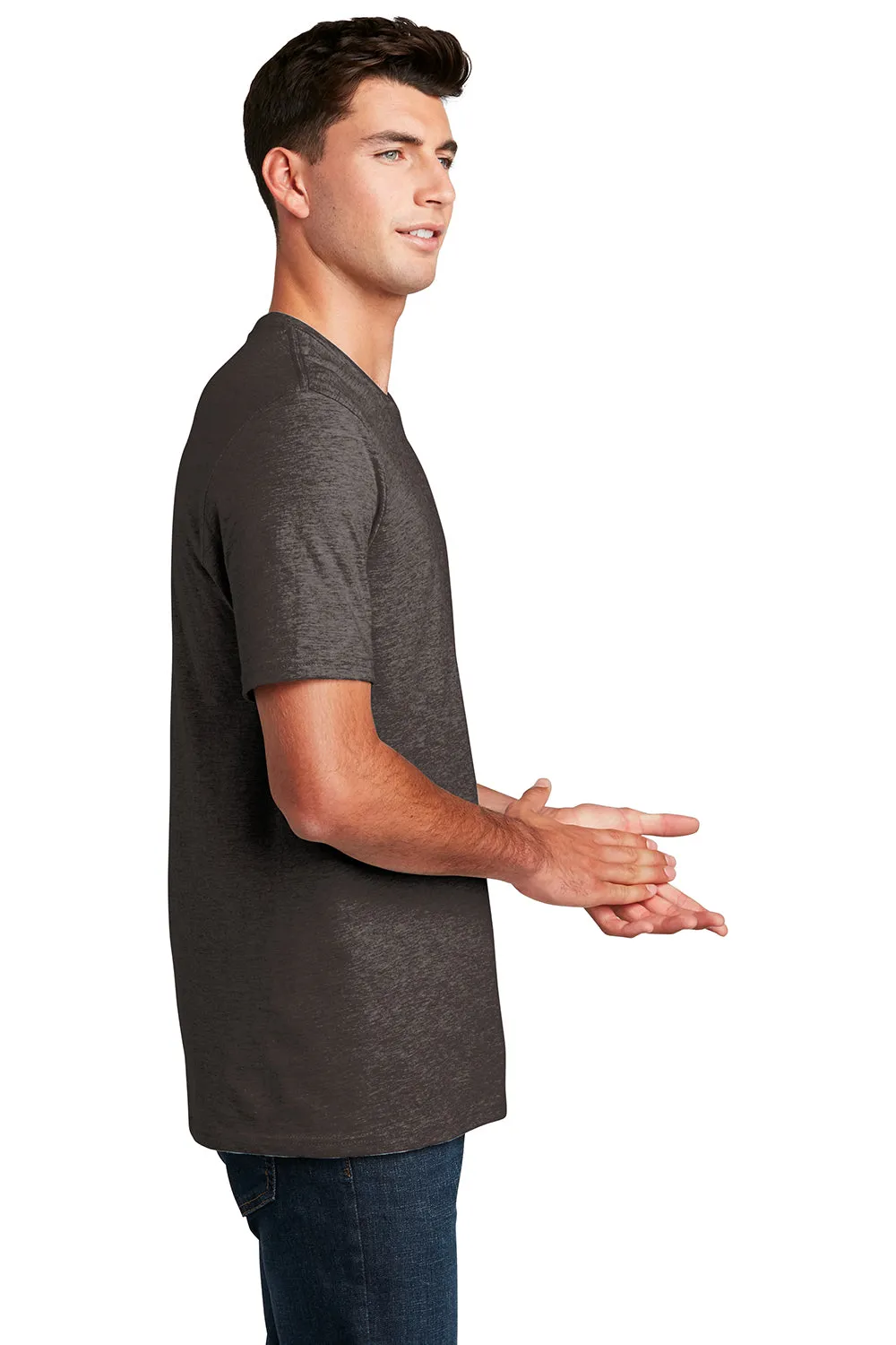 District Mens Perfect Blend Short Sleeve Crewneck T-Shirt - Heather Brown  Buy new Clothing District