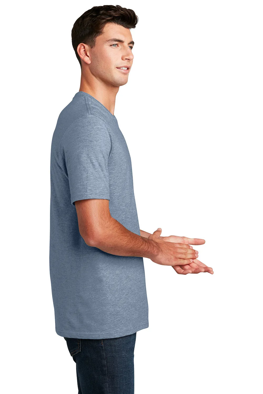 District Mens Perfect Blend Short Sleeve Crewneck T-Shirt - Heather Flint Blue  Buy new Clothing District