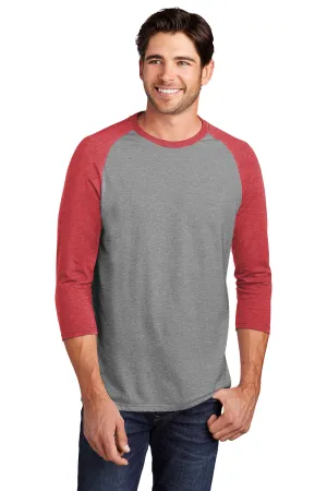 District Mens Perfect Tri 3/4 Sleeve Crewneck T-Shirt - Grey Frost/Red  Buy new Clothing District