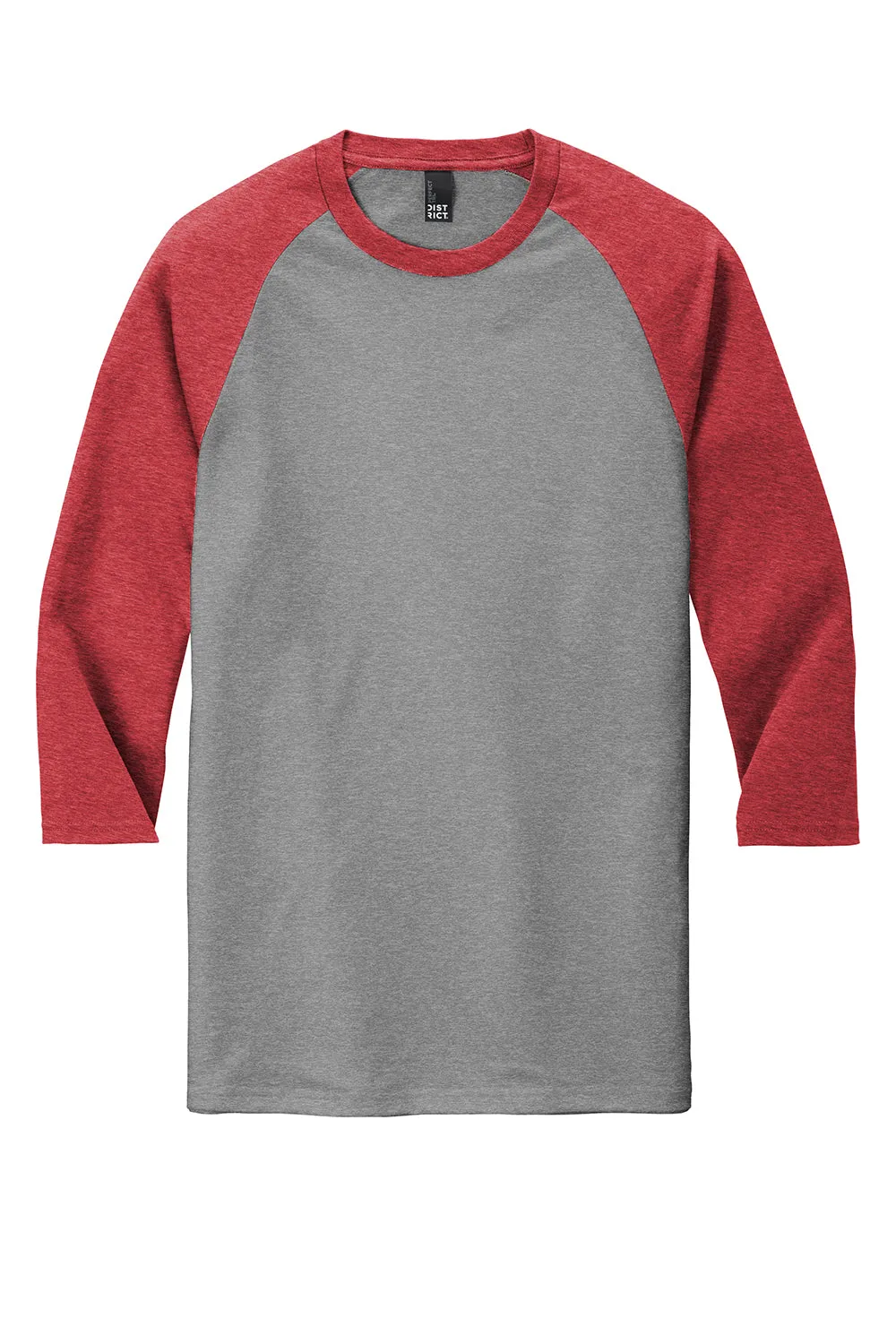 District Mens Perfect Tri 3/4 Sleeve Crewneck T-Shirt - Grey Frost/Red  Buy new Clothing District