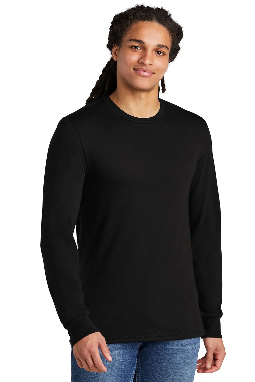 District Mens Perfect Tri Long Sleeve Crewneck T-Shirt - Black  Buy new Clothing District