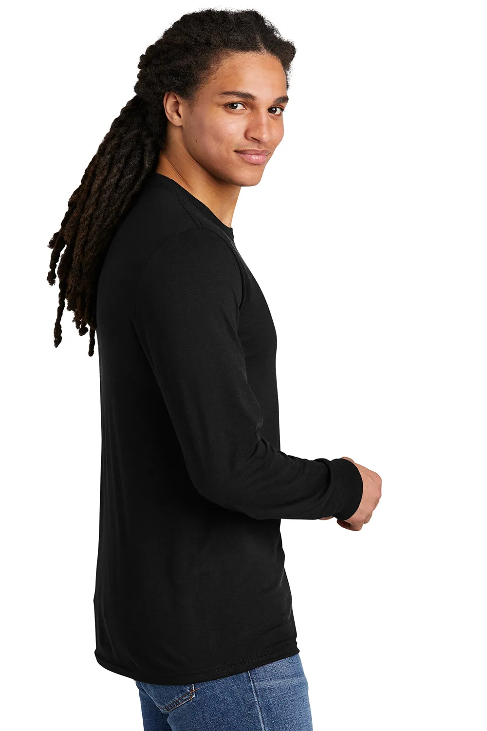 District Mens Perfect Tri Long Sleeve Crewneck T-Shirt - Black  Buy new Clothing District
