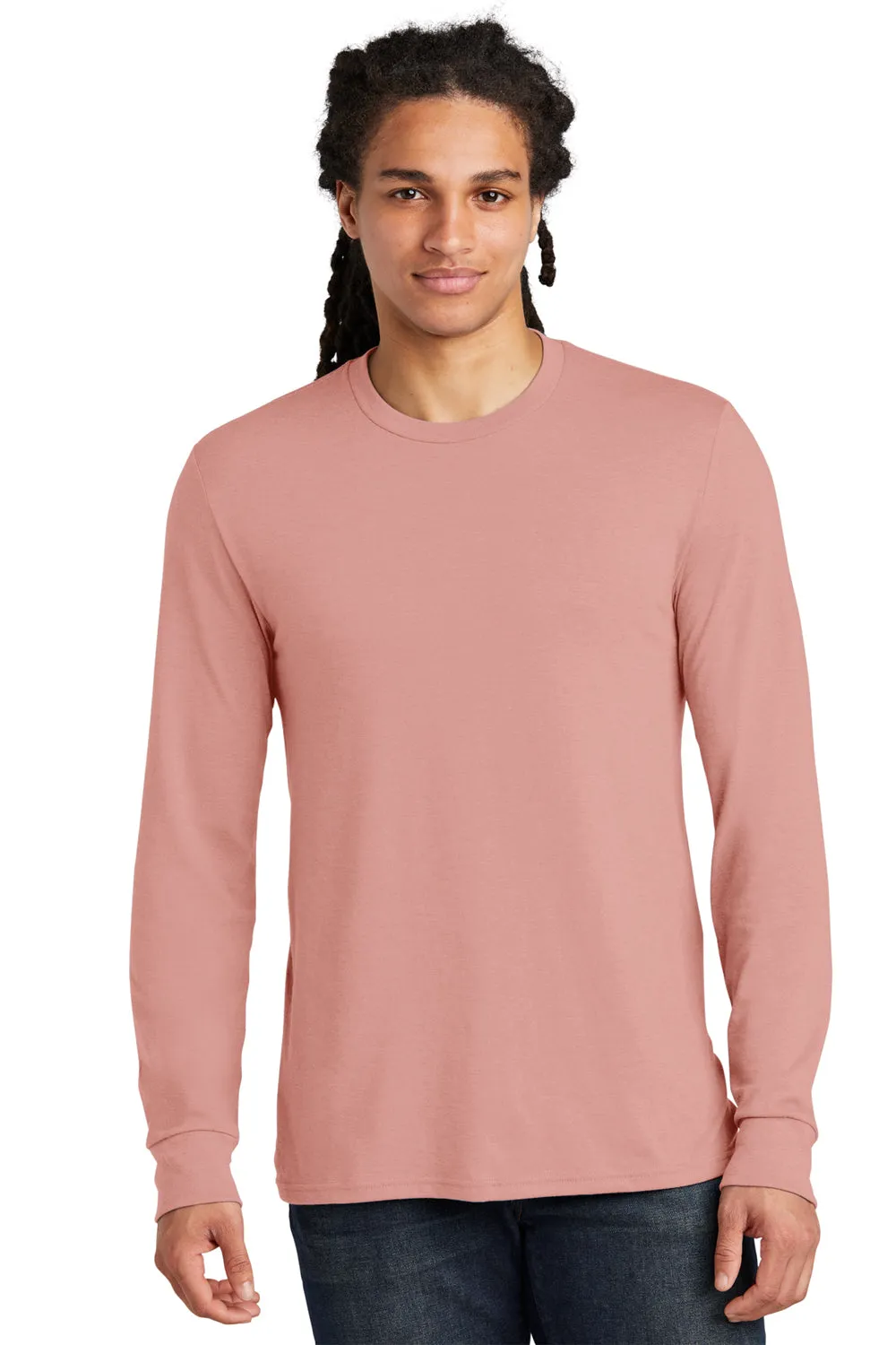 District Mens Perfect Tri Long Sleeve Crewneck T-Shirt - Blush Pink Frost  Buy new Clothing District