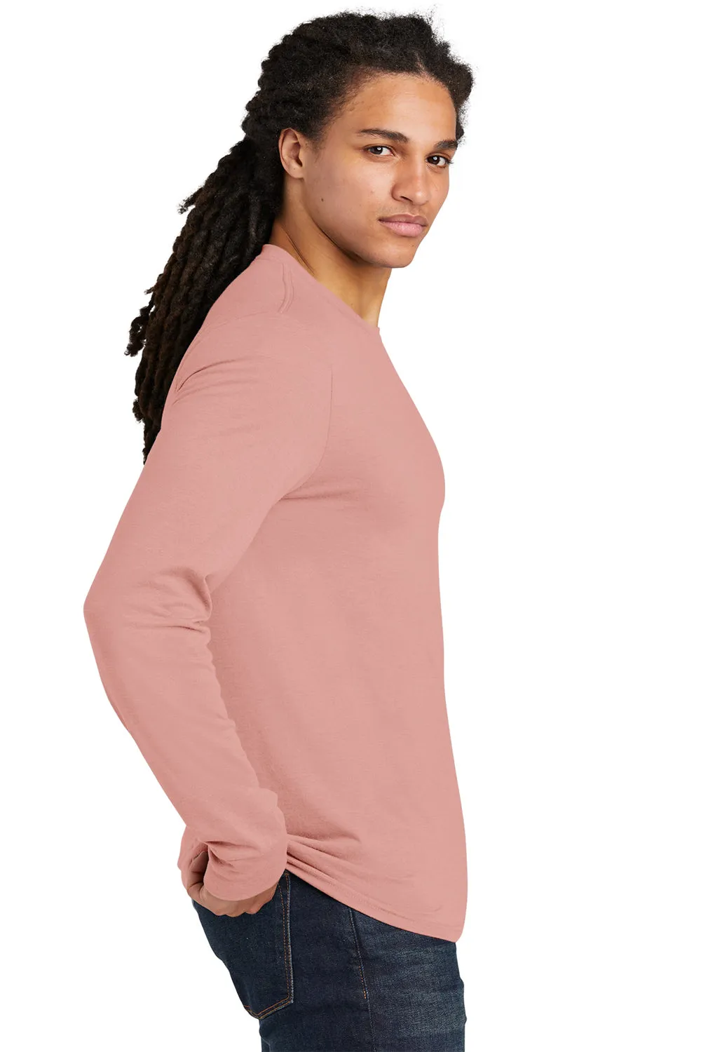 District Mens Perfect Tri Long Sleeve Crewneck T-Shirt - Blush Pink Frost  Buy new Clothing District