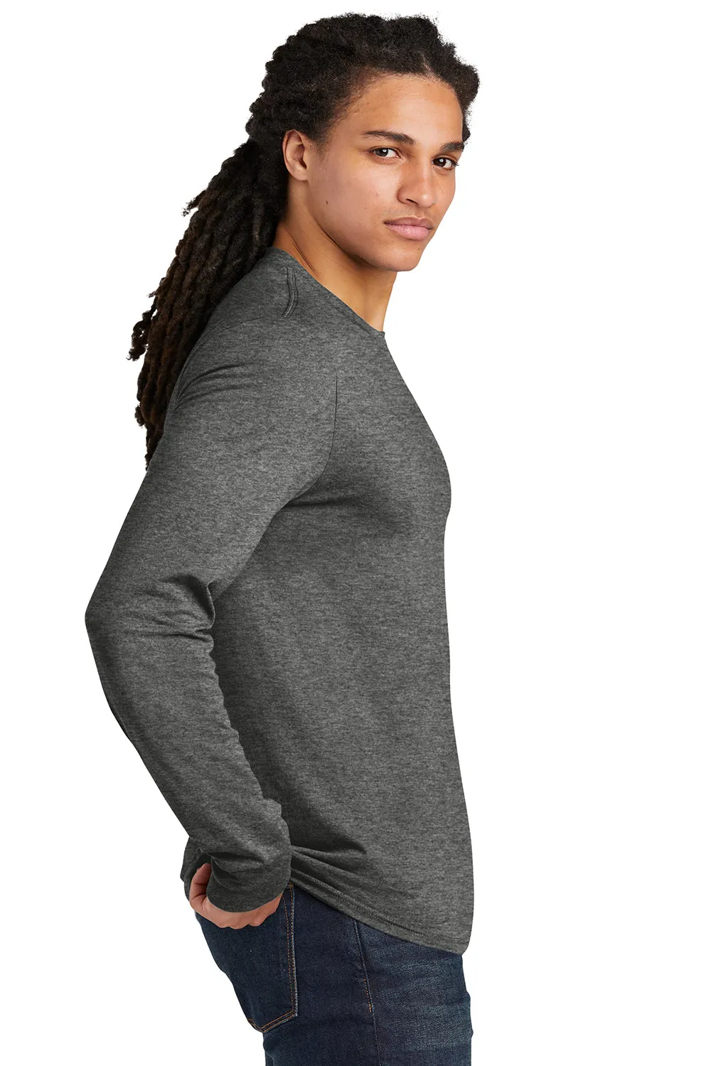 District Mens Perfect Tri Long Sleeve Crewneck T-Shirt - Grey Frost  Buy new Clothing District