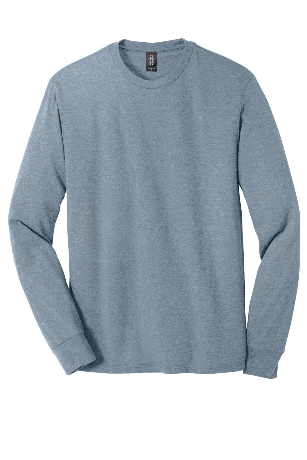 District Mens Perfect Tri Long Sleeve Crewneck T-Shirt - Heather Flint Blue  Buy new Clothing District