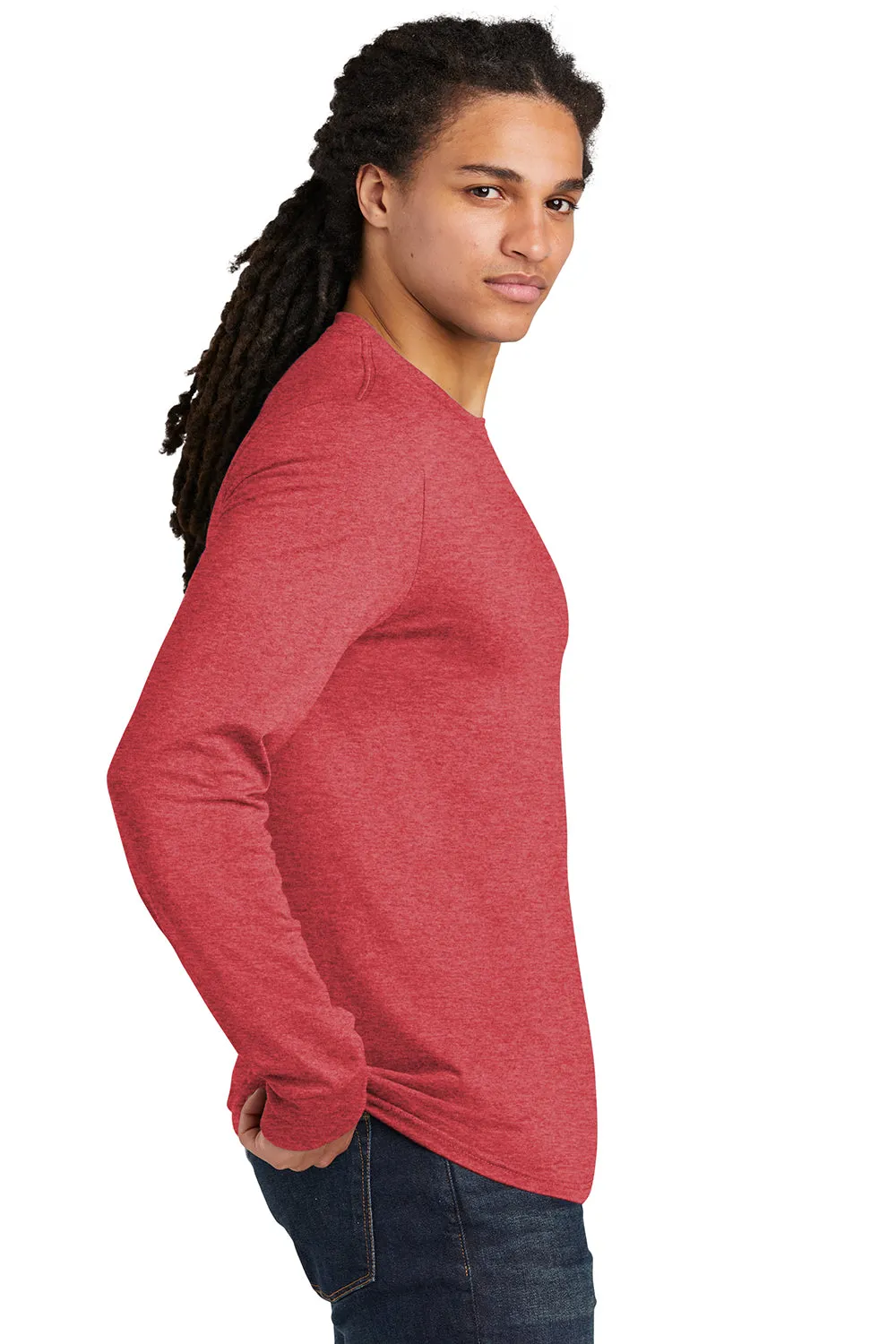 District Mens Perfect Tri Long Sleeve Crewneck T-Shirt - Red Frost  Buy new Clothing District