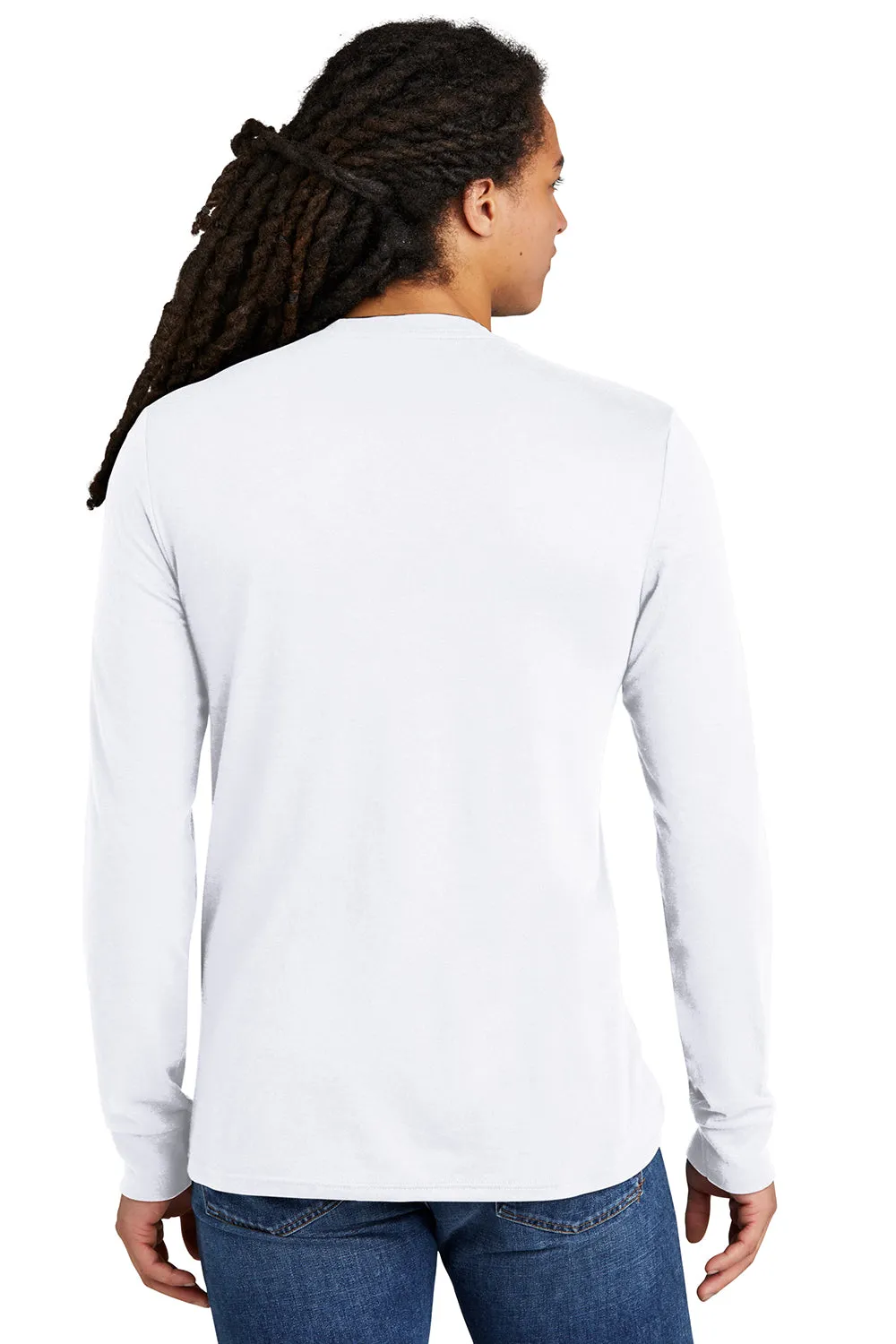 District Mens Perfect Tri Long Sleeve Crewneck T-Shirt - White  Buy new Clothing District