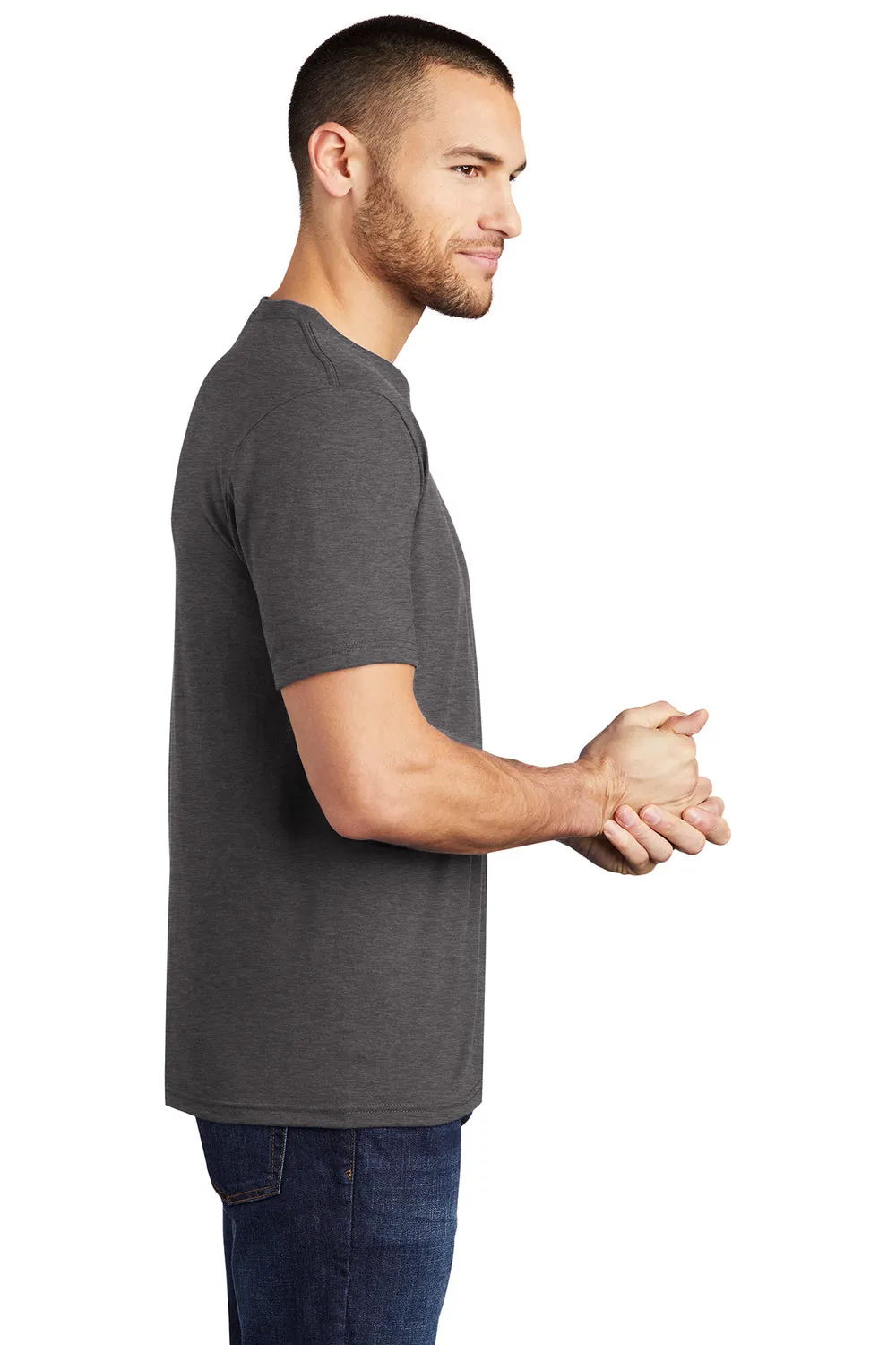 District Mens Perfect Tri Short Sleeve Crewneck T-Shirt - Heather Charcoal Grey  Buy new Clothing District