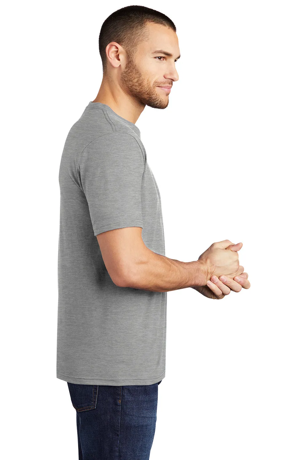 District Mens Perfect Tri Short Sleeve Crewneck T-Shirt - Heather Grey  Buy new Clothing District