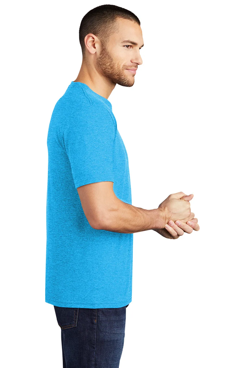 District Mens Perfect Tri Short Sleeve Crewneck T-Shirt - Turquoise Blue Frost  Buy new Clothing District