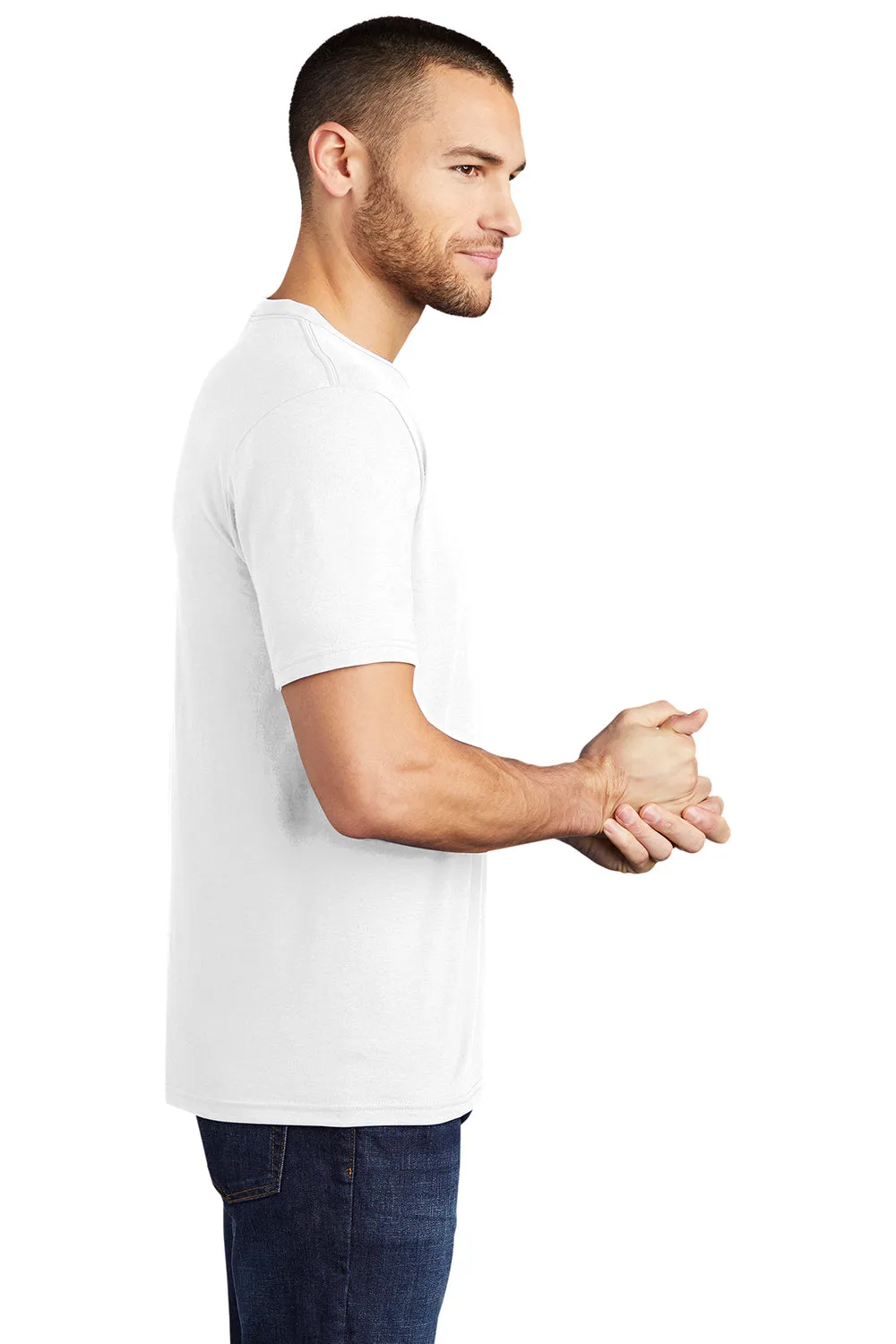 District Mens Perfect Tri Short Sleeve Crewneck T-Shirt - White  Buy new Clothing District