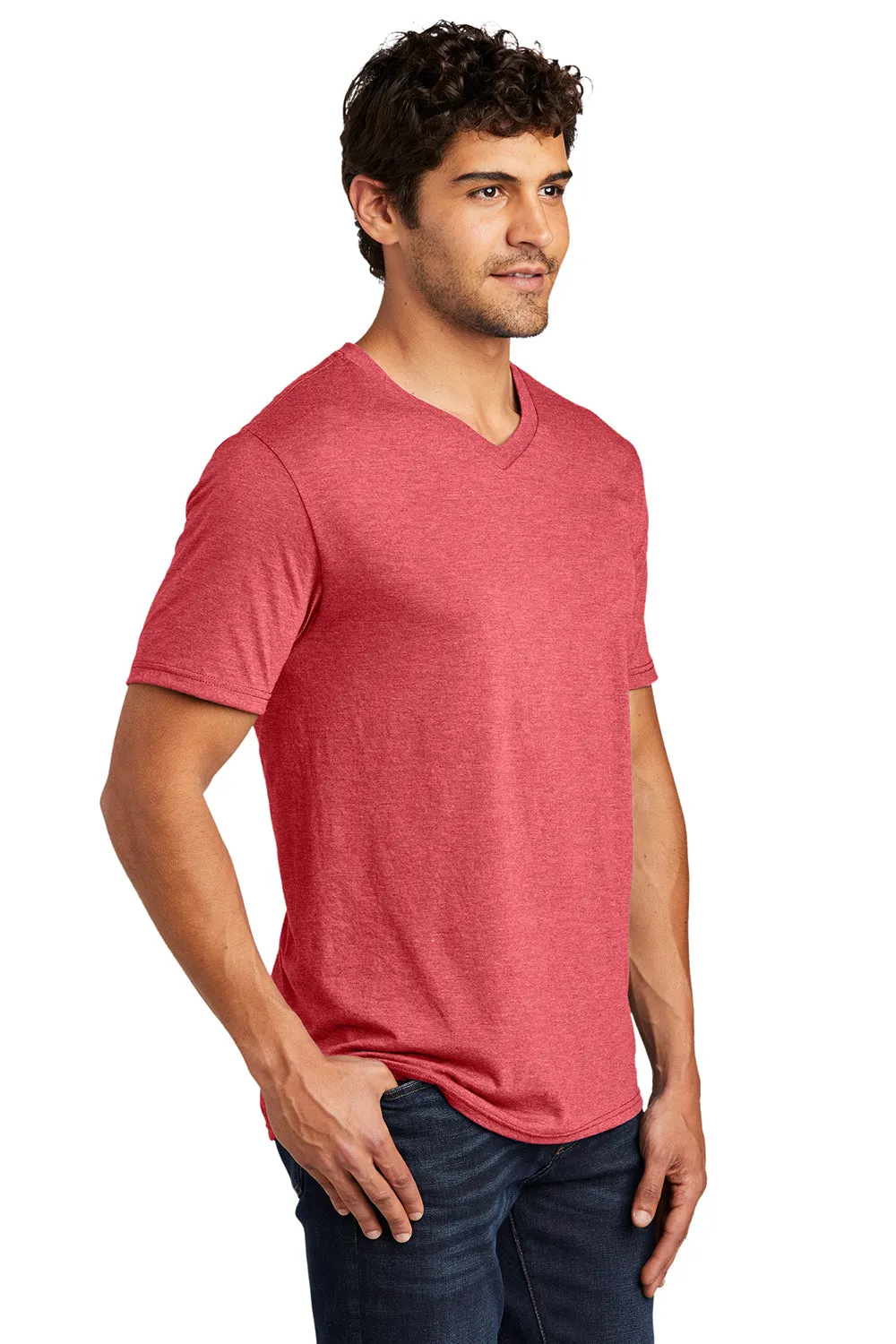 District Mens Perfect Tri Short Sleeve V-Neck T-Shirt - Red Frost  Buy new Clothing District
