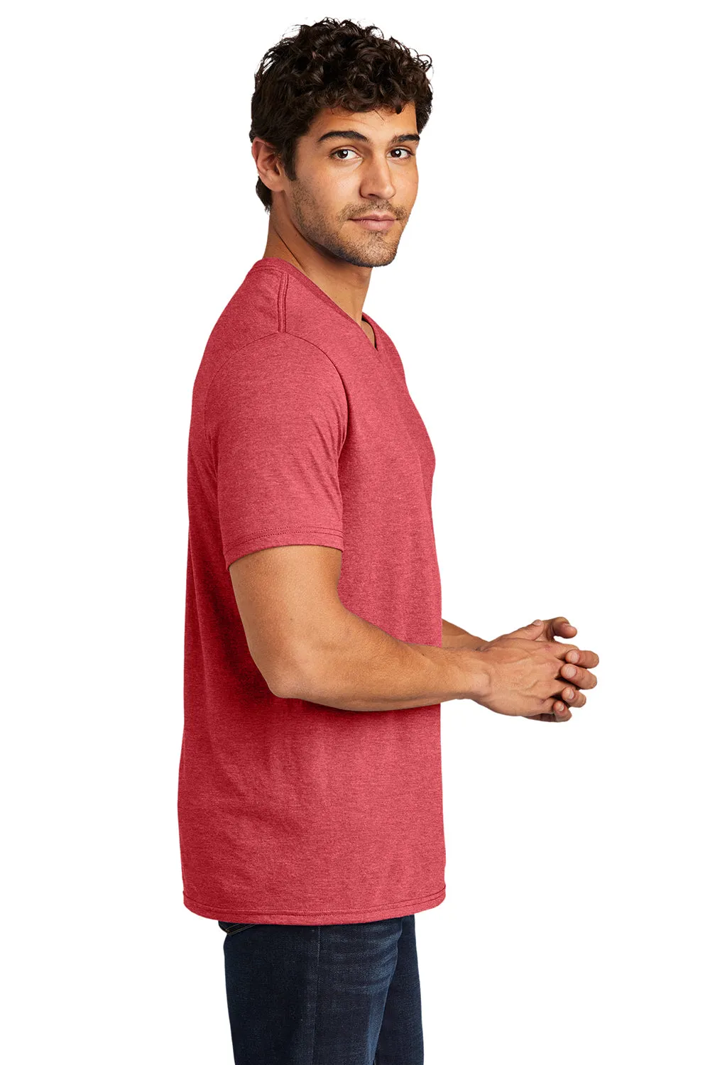 District Mens Perfect Tri Short Sleeve V-Neck T-Shirt - Red Frost  Buy new Clothing District